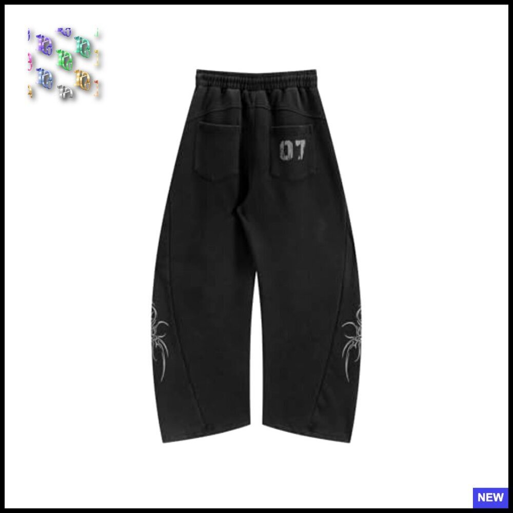 Wide Leg Sweatpants Vintage Y2K Graphic Print Unisex Baggy Casual Pants - Picture 2 of 7